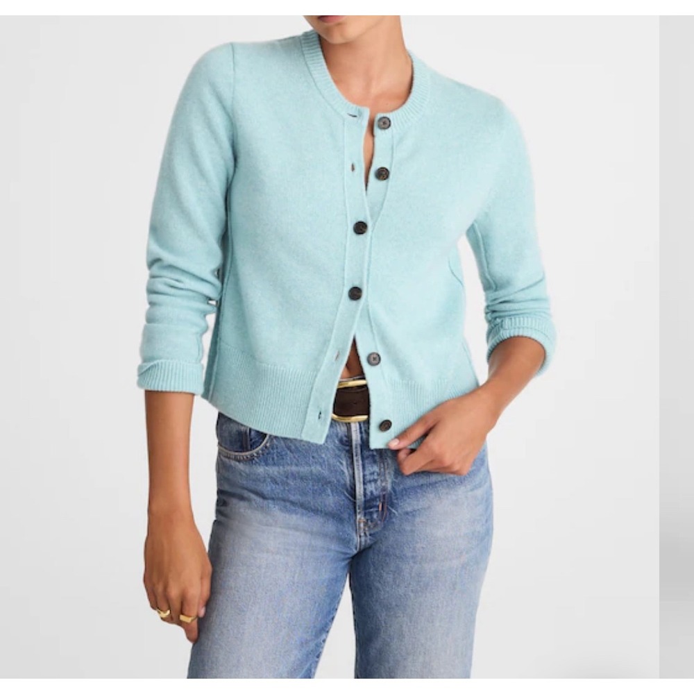 Madewell Cashmere Shrunken Cardigan Sweater Light Blue size XXS NS663‎